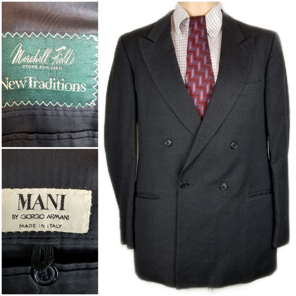 Vtg Giorgo Armani Blazer Charcoal Marshall Fields - Picture 1 of 8